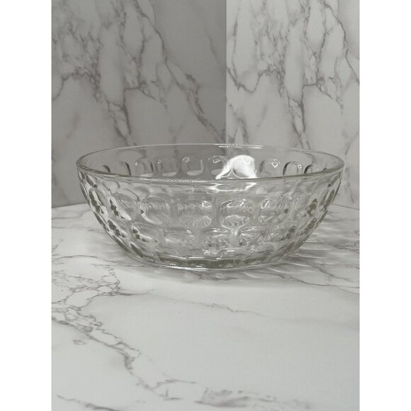 Vintage Federal Glass Clear Glass Thumbprint Bowl “Yorktown" Depression Era 8” - Picture 5 of 6